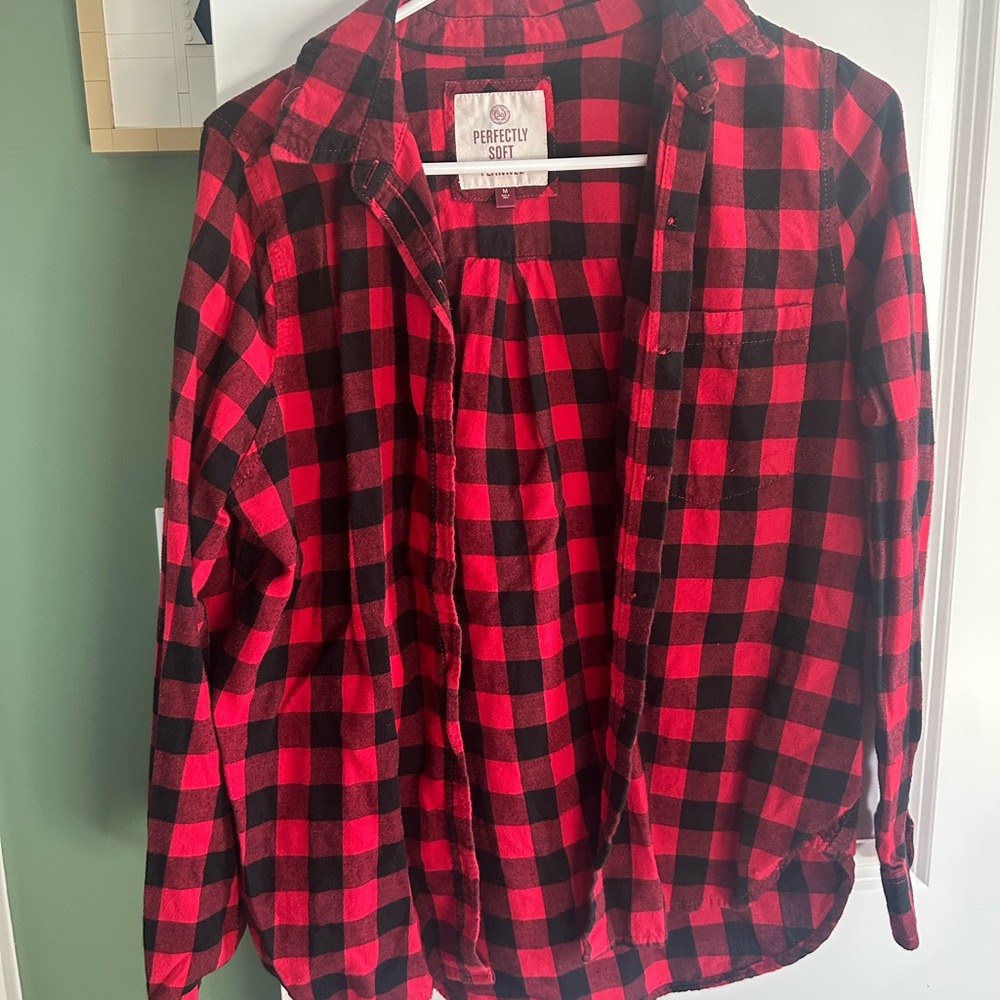 Perfectly Soft Red and Black Plaid Shirt